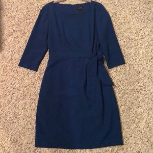 Tahari ASL blue dress with cinched tie waist
